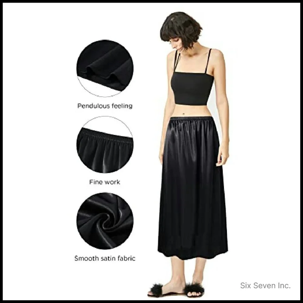 Silky Half Slip Set Elegant Minimal Chic A-Line Underskirt Dress Extender